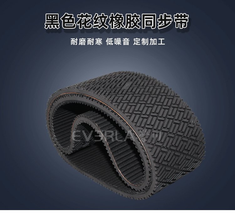  黑色花紋橡膠同步帶：強韌耐磨，傳動穩(wěn)如磐石
