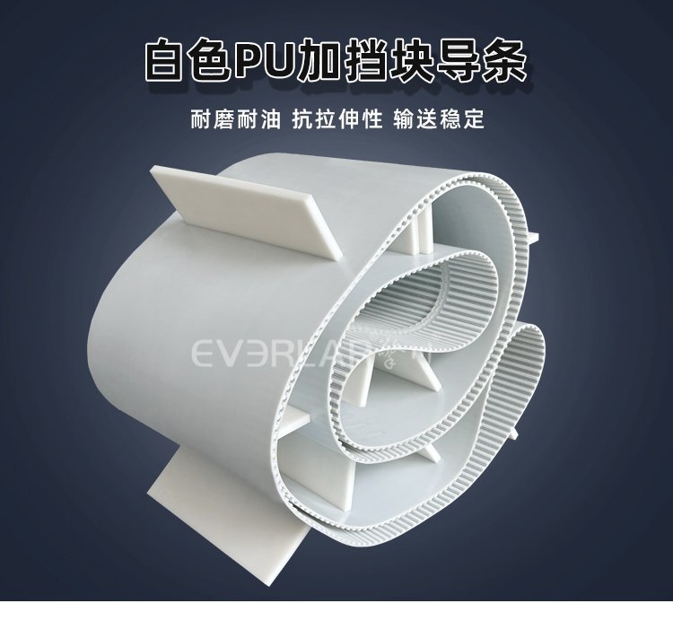 白色PU同步帶加擋板導條：為各行業(yè)傳動難題“排憂解難”